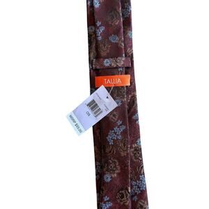 Tallia Tie Men’s Silk Modern Necktie Floral Maroon NWT